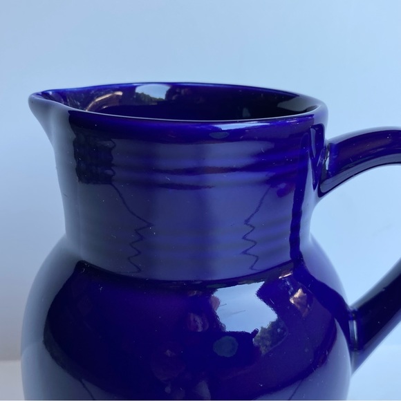 Pottery Pitcher Vintage Cerind Porcelana Vitro Portugal Cobalt Blue 7.25” Vase - Picture 9 of 16